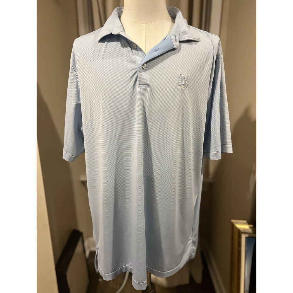 Peter Millar Men's Xl Polo Golf‎ Shirt Polyester Spandex Blend Blue